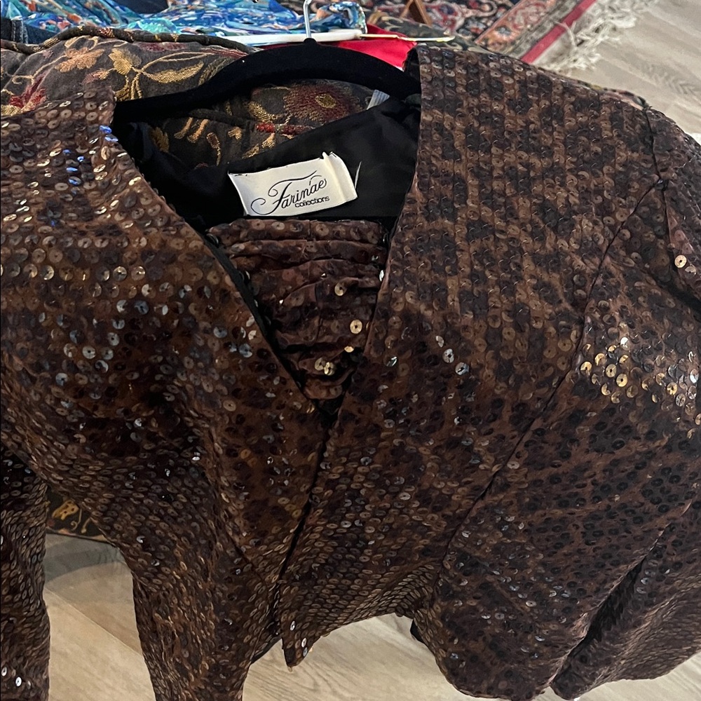 Women's Sequin Blazer in Brown